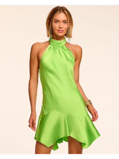 Nari High Neck Handkerchief Hem Mini Dress