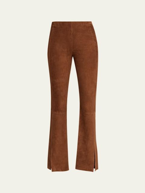 Suede Slit Flare Pants