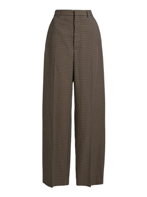 Tailored Check Wide-Leg Pants brown