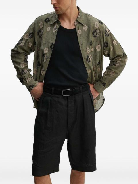 floral-appliqué long-sleeve shirt