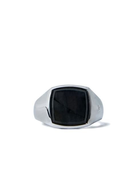 sterling silver larvikite signet ring