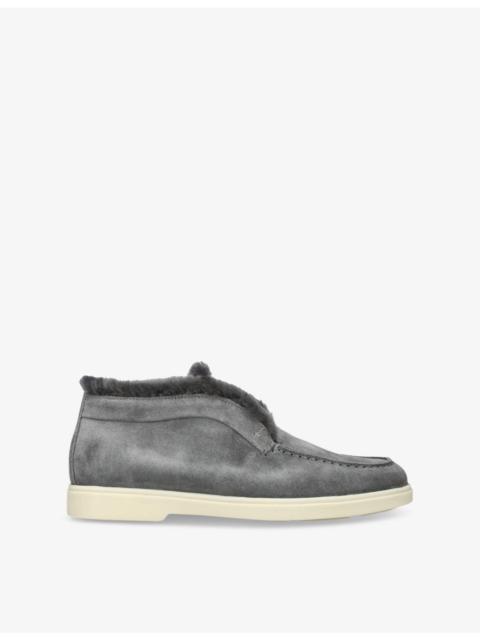 Fortune Logo-Embossed Suede Ankle Boots