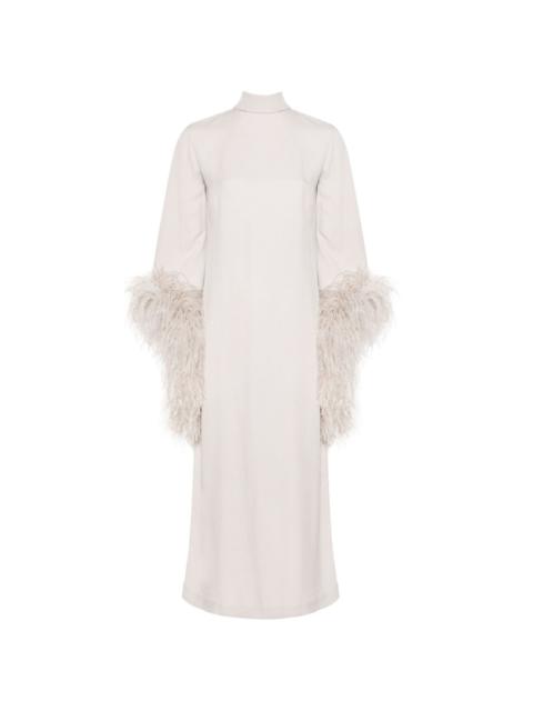Del Rio feather-trim midi dress