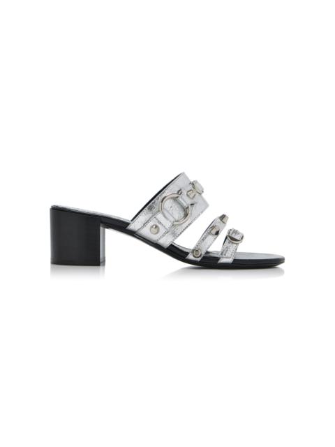 City Metallic Leather Sandals silver