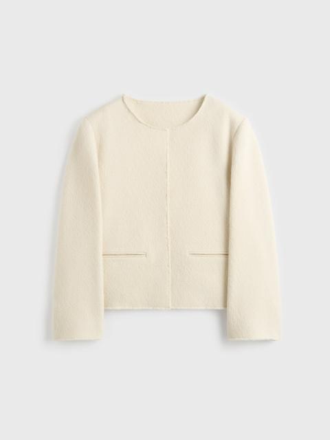 Open-front bouclé blazer ecru