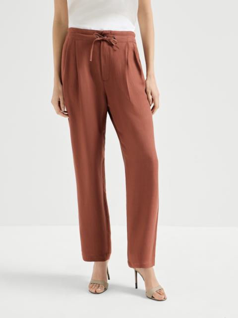 Viscose and linen fluid twill tailored track trousers