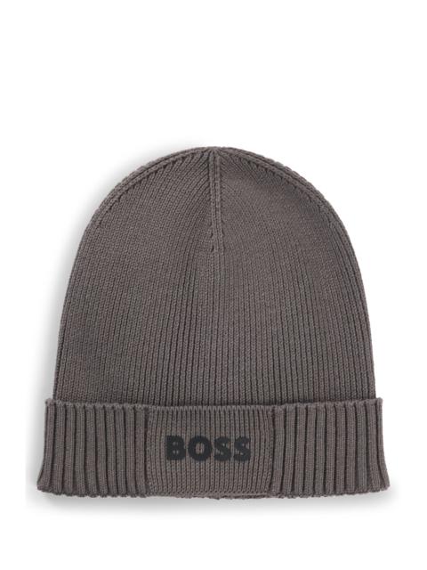 LOGO-DETAIL BEANIE HAT IN COTTON AND VIRGIN WOOL