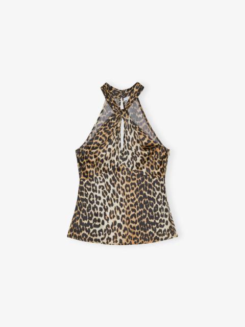 LEOPARD PRINT SATIN TOP