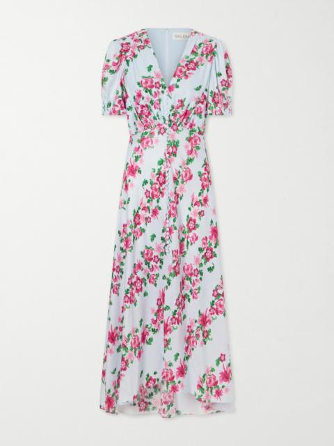 Floral-print Silk-satin Midi Dress
