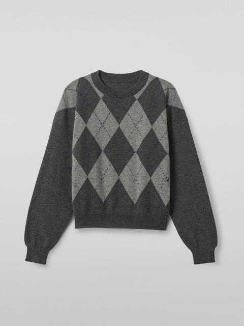 Clan Mid Grey Argyle  Cashmere Jumper