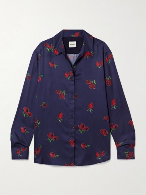Argo printed silk-twill shirt Navy