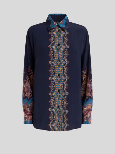 SILK SHIRT WITH PLACED PRINT