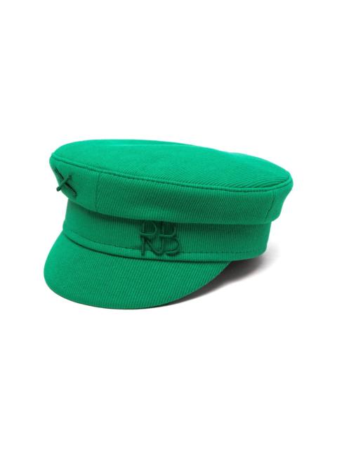 logo-embroidered ribbed baker boy hat