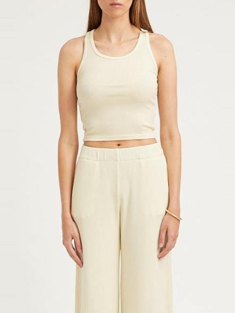 VINTAGE WHITE THIN RIB CROPPED TANK