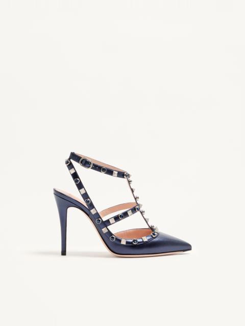 ROCKSTUD PUMPS IN LAMINATED NAPPA WITH CABOCHON 100MM