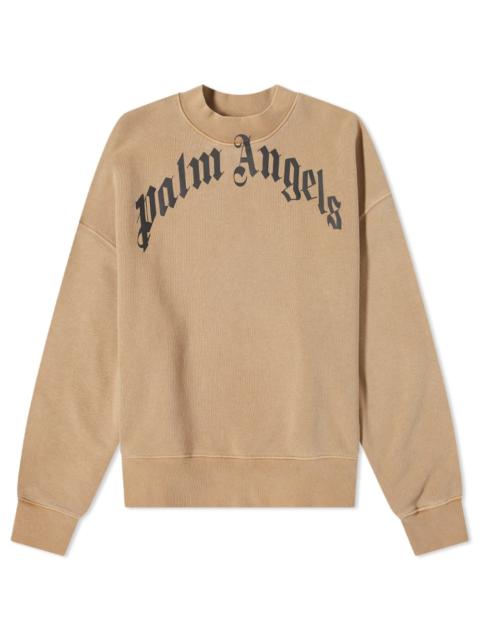 Palm Angels Garment Dyed Curved Logo Crew Sweat