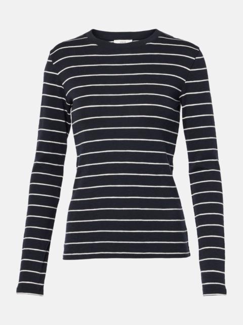 Striped cotton-blend top