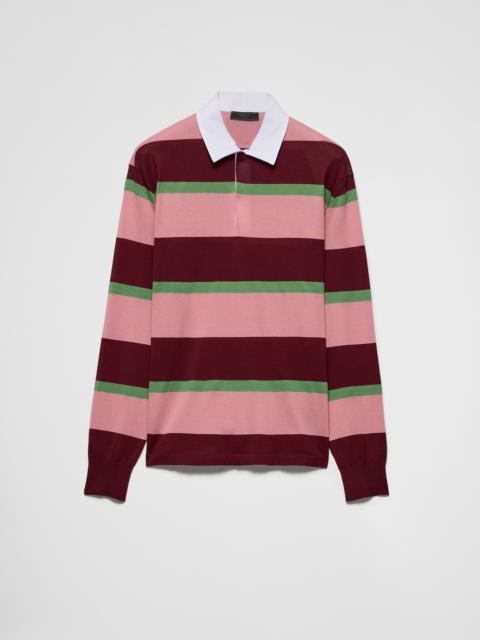 Striped silk and cotton polo shirt