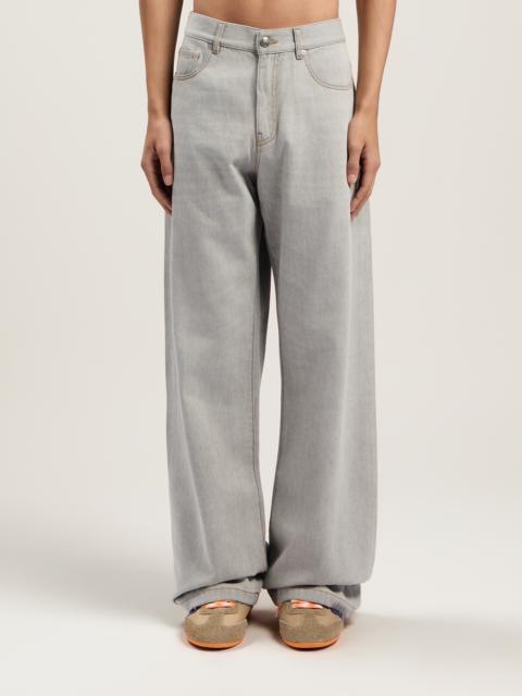 Curved Logo Loose Denim Pants