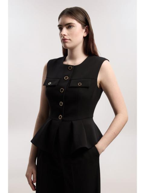 Compact Stretch Peplum Tailored Top