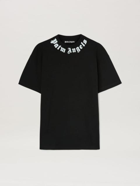 Tシャツ・カットソー PALM ANGELS Men Sweater PMBA080C99FLE0011001 Black Curved Logo T-shirt in BLACK - BLACK for Men | Palm Angels®