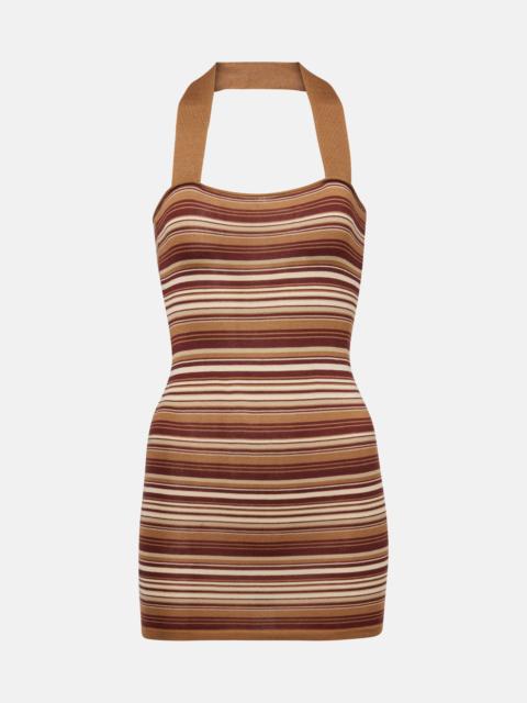 Striped knitted halterneck minidress
