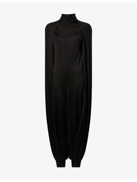 Batwing Draped Wool-Blend Jumpsuit