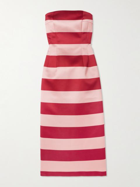 Leila Strapless Striped Duchesse-satin Midi Dress