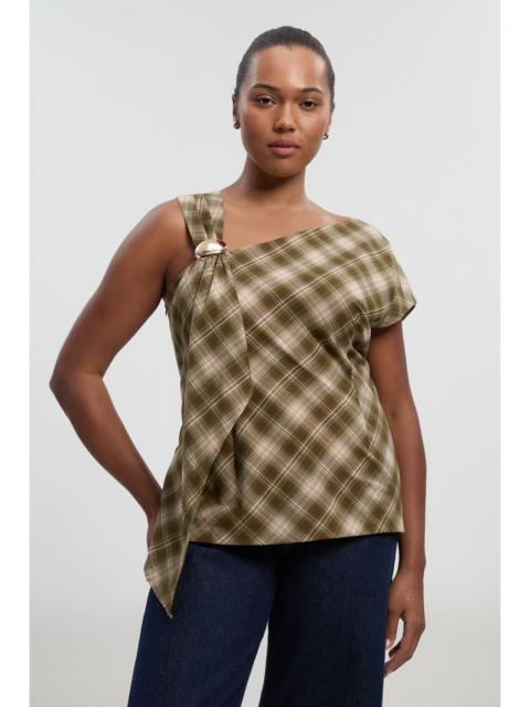 Plus Size Tailored Check Trim Detail Sleeveless Top