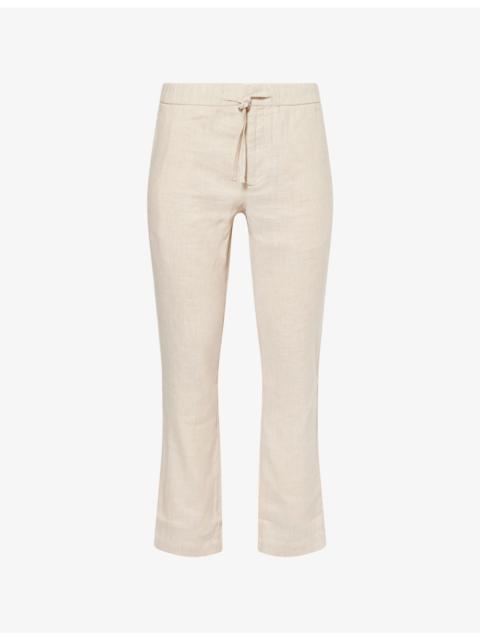 Oscar Straight-Leg Cotton-Linen Chino Trousers