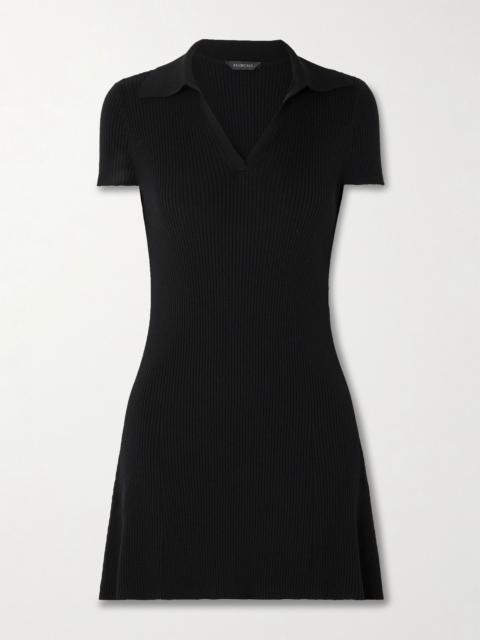 Ribbed wool-blend mini dress Black