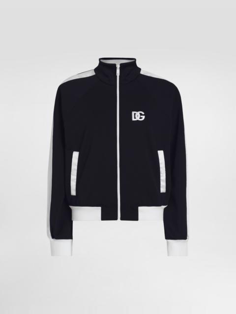Zip-up triacetate sweatshirt with DG logo embroidery
