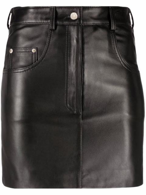 five-pocket leather mini skirt