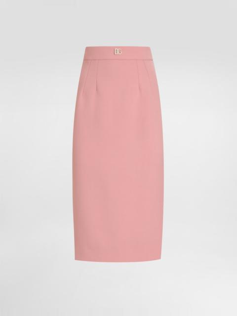 Calf-length wool pencil skirt with DG logo