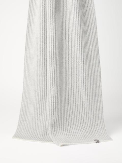 Cashmere English rib knit scarf with monili