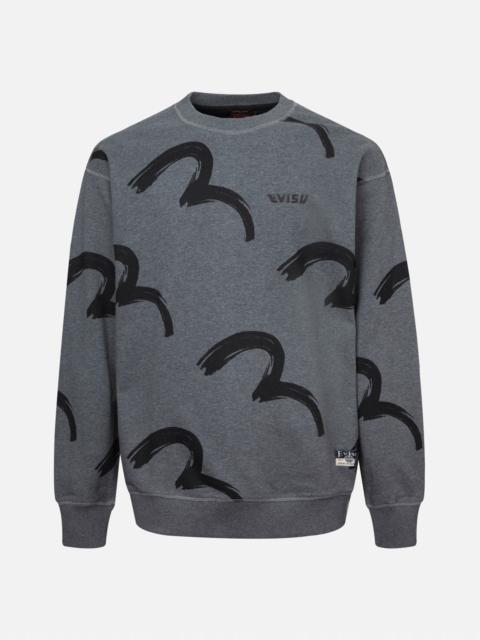 ALLOVER BRUSHSTROKE SEAGULL AND LOGO PRINT RELAX FIT SWEATSHIRT