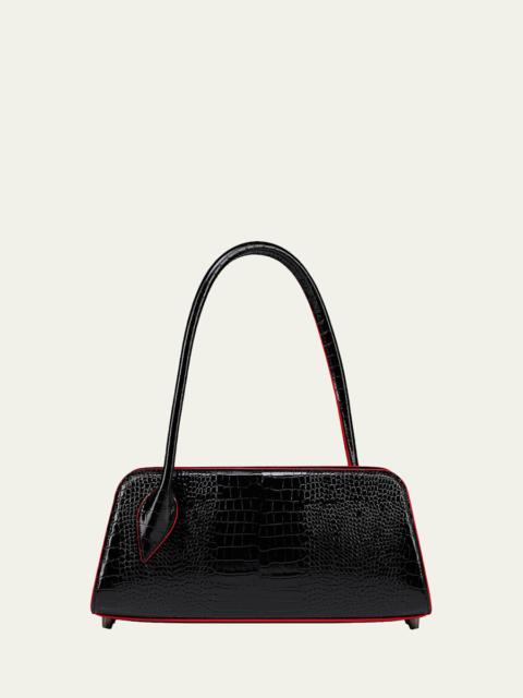 Eloise Croc-Embossed Leather Shoulder Bag