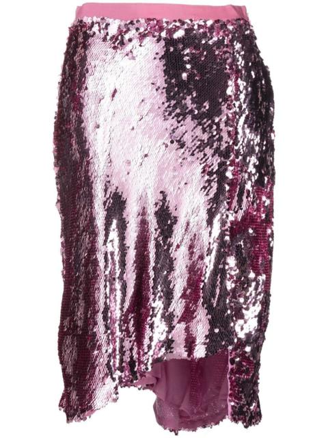 asymmetric sequinned midi skirt