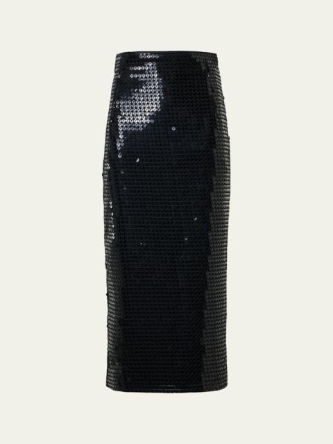 Corded Sequin Midi Skirt