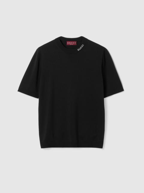 Silk cotton T-shirt with Gucci intarsia