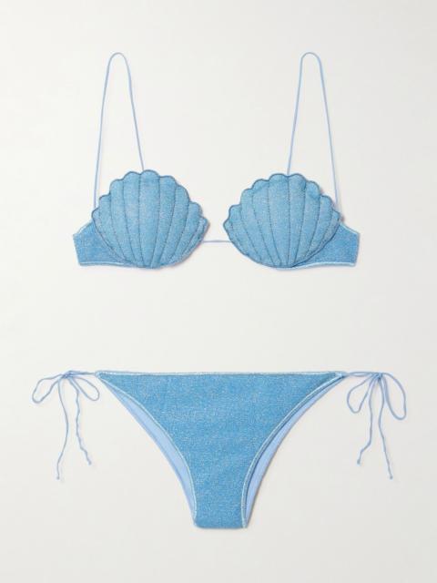 Lumière Shell Lurex bikini Light blue