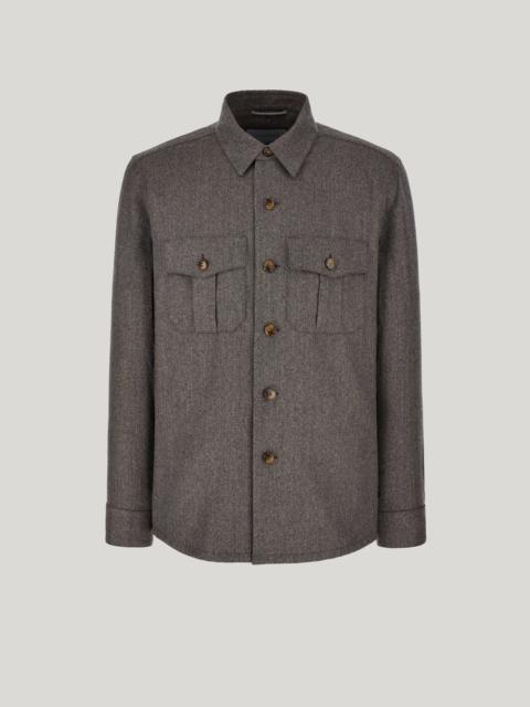 BROWN SIX-BUTTON SHIRT JACKET IN PURE WOOL IMPECCABILE