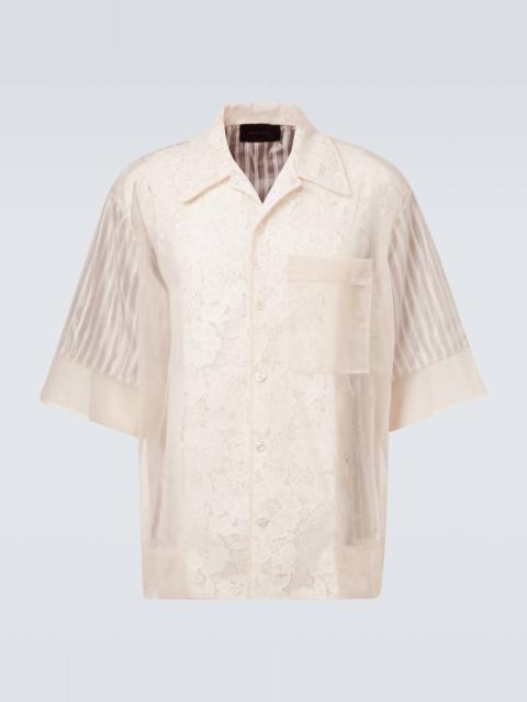 Patchwork lace bowling shirt