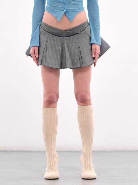 Pinstripe Pleated Mini Skirt