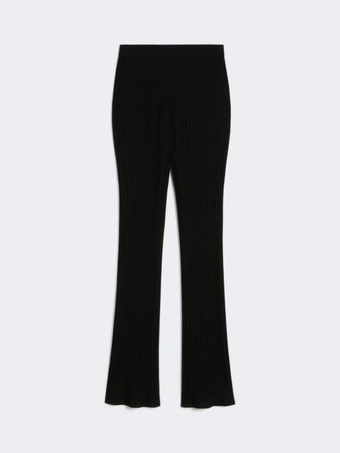 Viscose crêpe yarn rib-knit trousers - BLACK