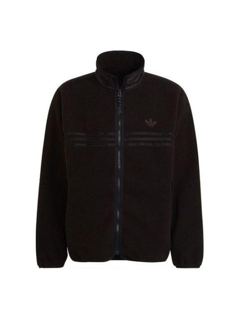 Men's adidas originals Stay Warm Fleece Lined Polar Fleece Sports Jacket Black HF9216
