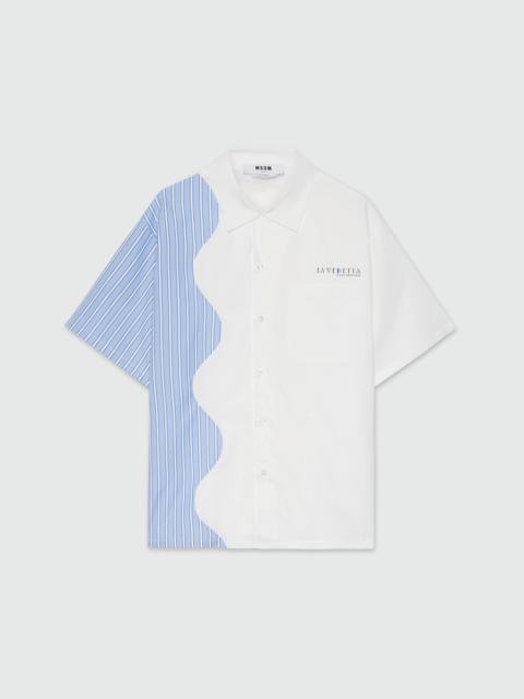 Poplin shirt with patchwork detail