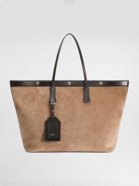 Atene split calfskin and leather shopping bag