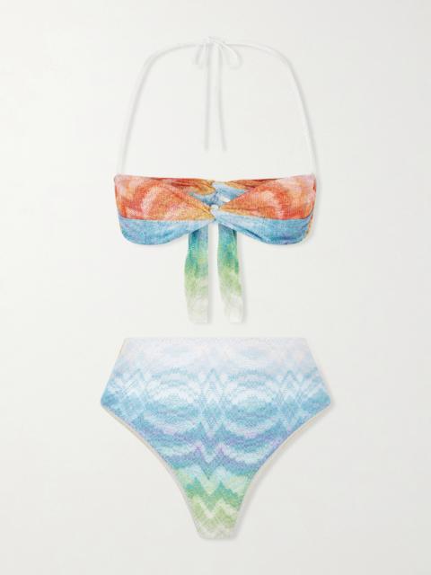 Striped Crochet-knit Triangle Bikini