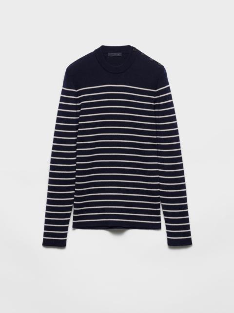 Striped superfine wool crew-neck sweater